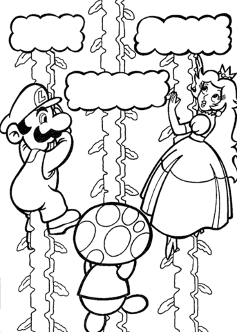 Mario Is Saving Princess Coloring Page